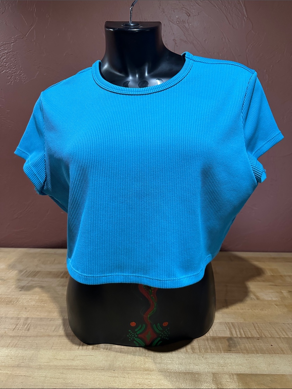 Divided Ribbed Crop Top [turquoise]
